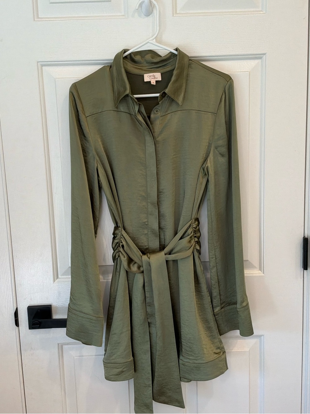 Camila Coelho Olive Green Satin Mini Dress